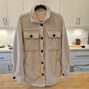 Women's Cream Button-Up Jacket L